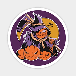 Spooky Pumpkin Head Scarecrow Magnet